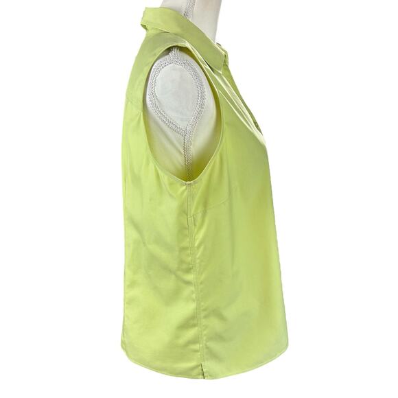 Talbots Top Women Sz 12 Lime Green Sleeveless Wrinkle Resistant Button Up Blouse - Picture 4 of 11
